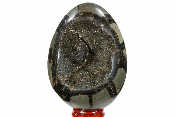Septarian Dragon Egg Geode - Black Crystals #118709